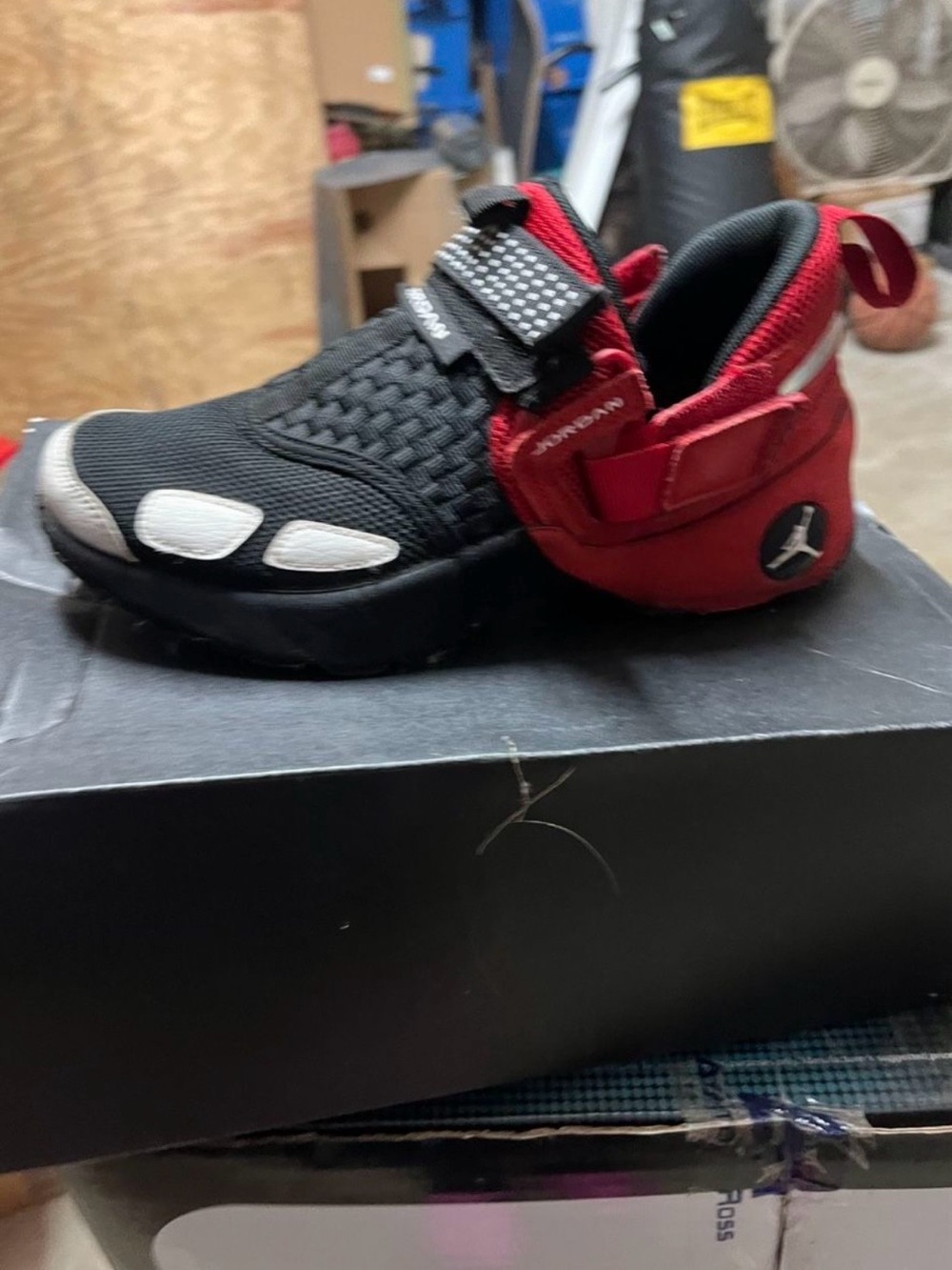 JORDAN TRUNNER LX OG BG Kids Black and Red Slip-On Sneaker with Strap